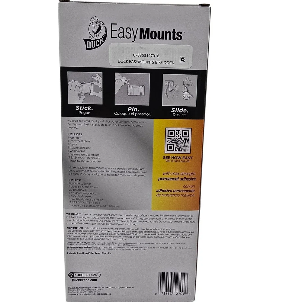 Duck EasyMounts Heavy Duty Bike Hanger Wall Mount Rack Holds Up To 50lb (2-Pack)